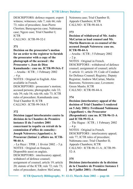 No. 12 - 13, March-June 2002 - International Criminal Tribunal for ...