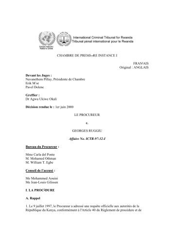 Jugement - International Criminal Tribunal for Rwanda