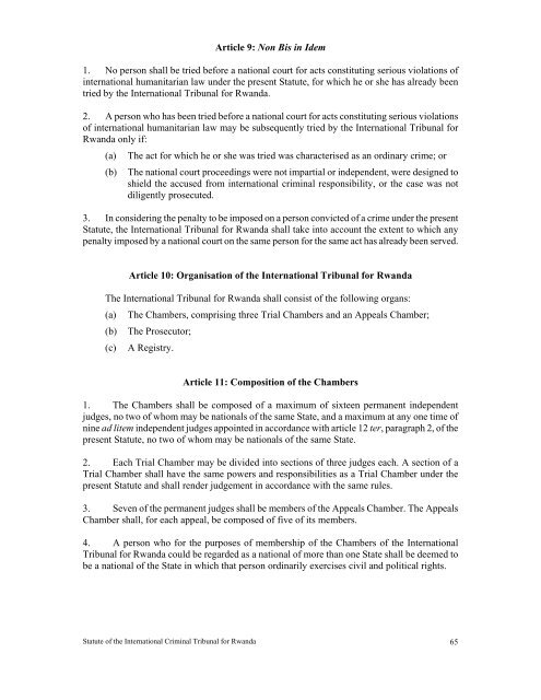 Statut du TPIR - International Criminal Tribunal for Rwanda