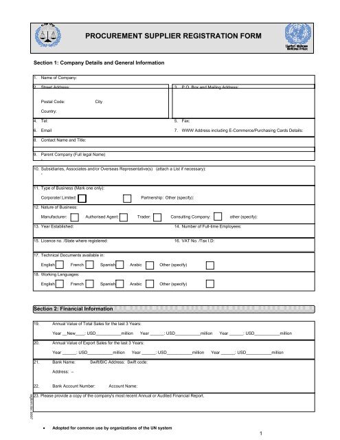 ICTR Procurement Supplier Registration Form - International ...