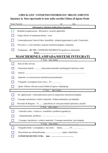 check list consenso informato sbiancamento - UNID