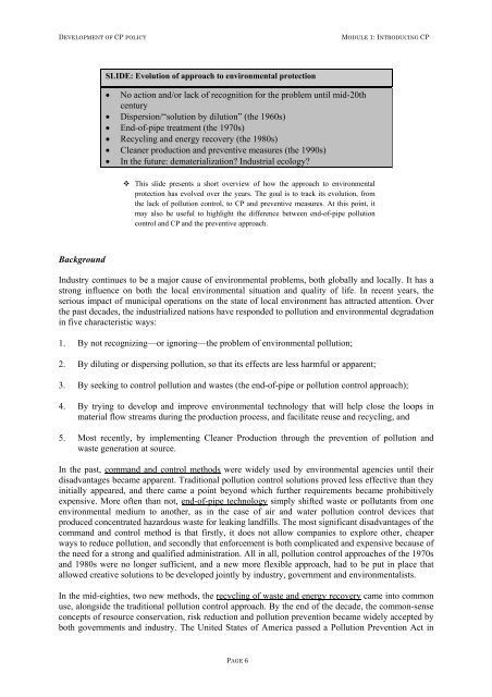 Manual on the Development of Cleaner Production Policies ... - Unido