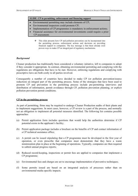 Manual on the Development of Cleaner Production Policies ... - Unido