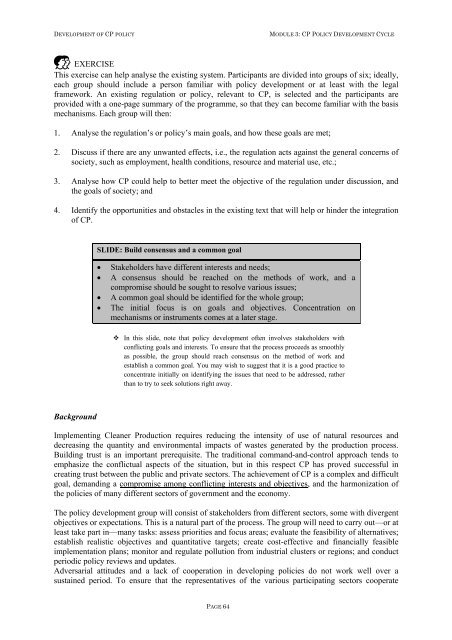 Manual on the Development of Cleaner Production Policies ... - Unido