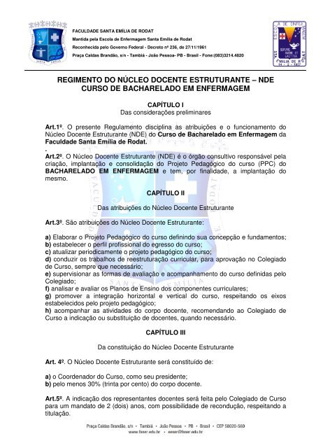 regimento do nÃºcleo docente estruturante â nde curso de ... - UNIESP