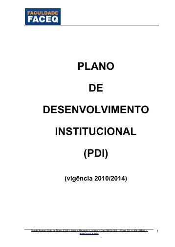 PLANO DE DESENVOLVIMENTO INSTITUCIONAL (PDI) - Faceq