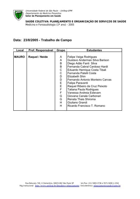 Trab.Campo - Informantes-chave 'alunos no territÃ³rio' - Unifesp