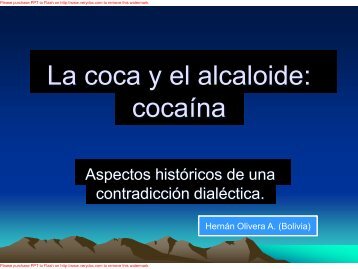 La coca y el alcaloide: cocaÃ­na - Unifesp