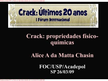Crack: propriedades fÃ­sico- quÃ­micas - Unifesp