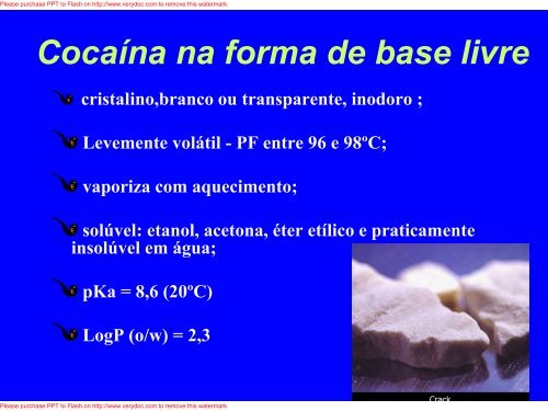 Crack: propriedades fÃ­sico- quÃ­micas - Unifesp