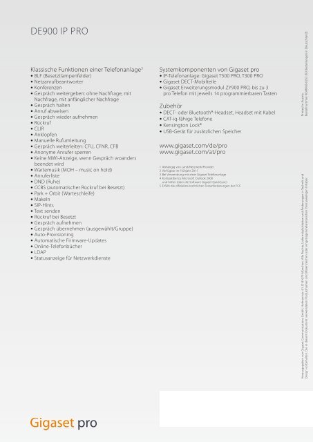 Datenblatt Gigaset DE900 IP PRO - Astimax