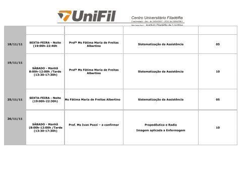 CRONOGRAMA - URGENCIA E EMERGENCIA 2011 ... - UniFil