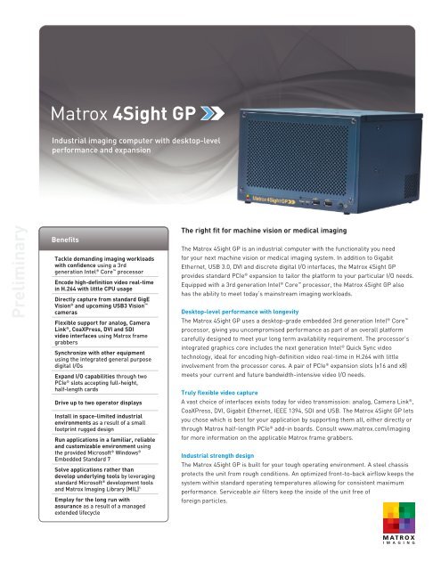 Matrox 4Sight GP - Uniforce Sales and Engineering