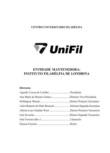 entidade mantenedora: instituto filadÃ©lfia de londrina - UniFil