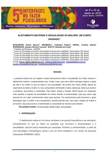 Aleitamento Materno e Sexualidade da Mulher: Um Corpo ... - Unifra