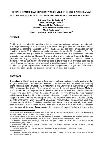 1 O TIPO DE PARTO E AS EXPECTATIVAS DE MULHERES ... - Unifra