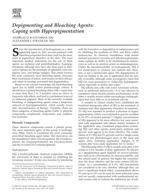 Depigmenting and Bleaching Agents: Coping with ... - Unifra