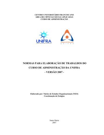 NORMAS PARA ELABORAÃÃO DE TRABALHOS DO ... - Unifra