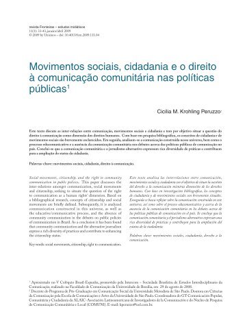Movimentos sociais, cidadania e o direito Ã  comunicaÃ§Ã£o ... - Unifra