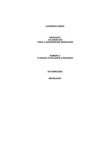 Proposta do Andes para a Universidade Brasileira - ADUR-RJ