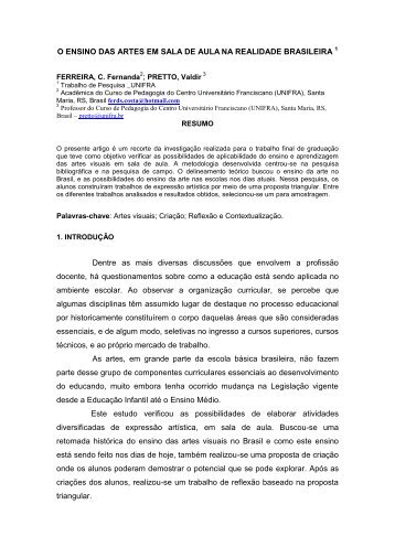 O ENSINO DAS ARTES EM SALA DE AULA NA ... - Unifra