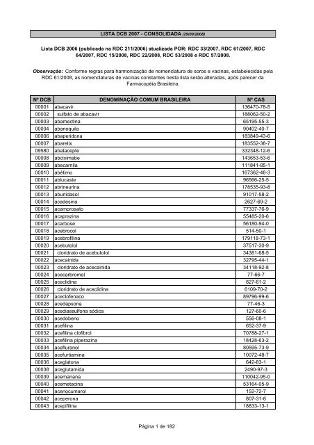 LISTA DCB 2007 (OUT - 2008) - Unifra