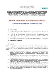 Droits culturels et dÃ©mocratisation - UniversitÃ© de Fribourg