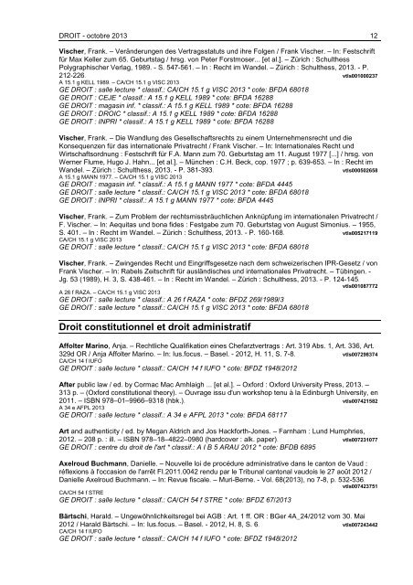 Liste des nouvelles acquisitions OCTOBRE 2013 - Université de ...