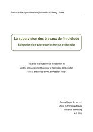 La supervision des travaux de fin d'Ã©tude - UniversitÃ© de Fribourg