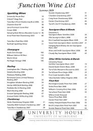 Function Wine List - University House