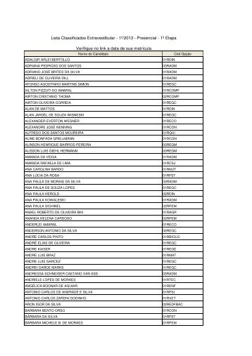 Lista dos classificados