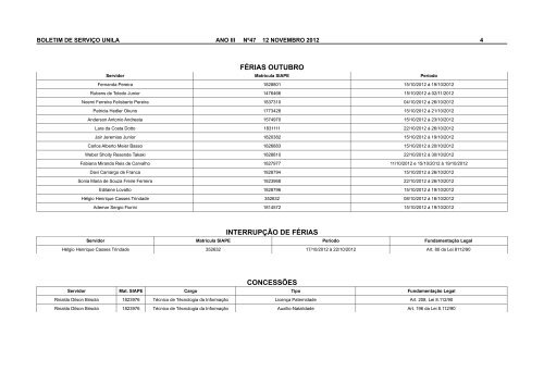 Boletim de ServiÃ§o nÂº 47 - Unila