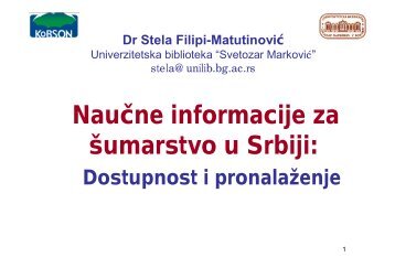 NauÄne informacije za Å¡umarstvo u Srbiji: - Univerzitetska biblioteka ...