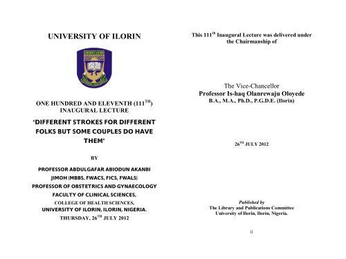 Different Strokes for Different Folks but some ... - University of Ilorin