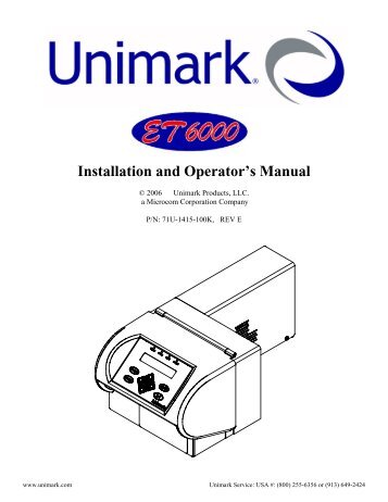 ET6000 Manual - Unimark Products