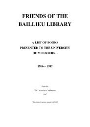 FRIENDS OF THE BAILLIEU LIBRARY - University of Melbourne