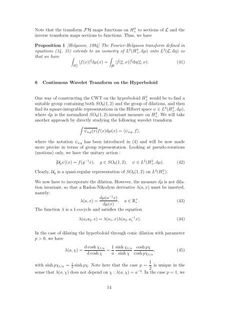 Continuous Wavelet Transform on the Hyperboloid - Université de ...