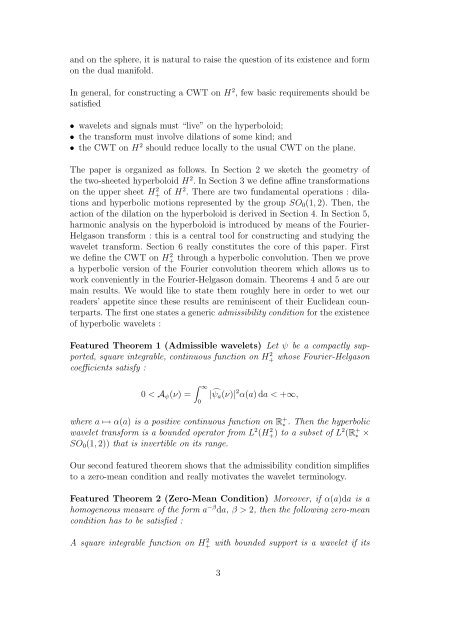 Continuous Wavelet Transform on the Hyperboloid - UniversitÃ© de ...