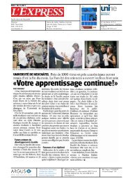 L'Express du 18 novembre - UniversitÃ© de NeuchÃ¢tel