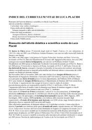 indice del curriculum vitae di luca placidi - UniversitÃ  Telematica ...