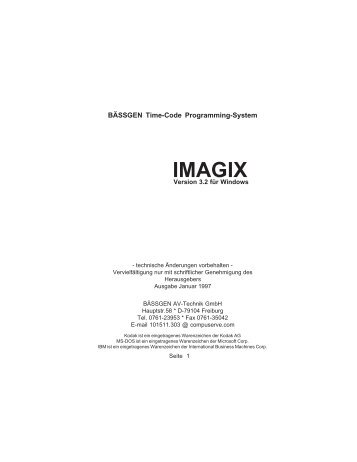 Handbuch IMAGIX 3 - Dia-Steuerungen - BÃSSGEN AV-Technik ...