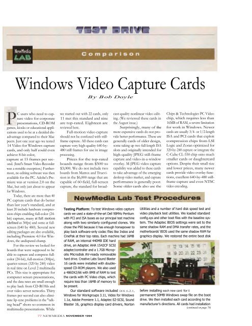 14-page article Windows Video Capture Cards - Desktop Video Group