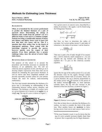 Methods for Estimating Lens Thickness - Laramy-K Optical