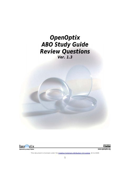 OpenOptix ABO Study Guide Review Questions - Laramy-K Optical