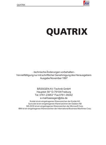 QUATRIX - Dia-Steuerungen - BÃSSGEN AV-Technik GmbH