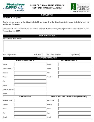 Contract Transmittal Form