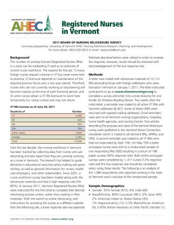 Registered Nurses in Vermont - University of Vermont