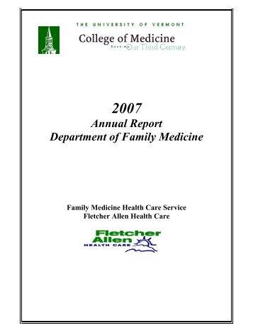 Annual Report Department of Family Medicine - College of Medicine ...