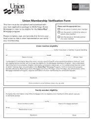 Union Membership Verification Form - Union Plus