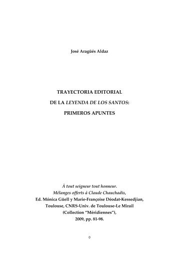 trayectoria editorial de la leyenda de los santos: primeros apuntes